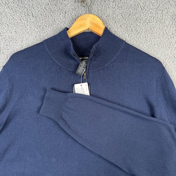 Nordstrom Sweater Mens XL Navy Tech Smart Merino Wool Blend Thermolite 1/4 Zip - Picture 9 of 15